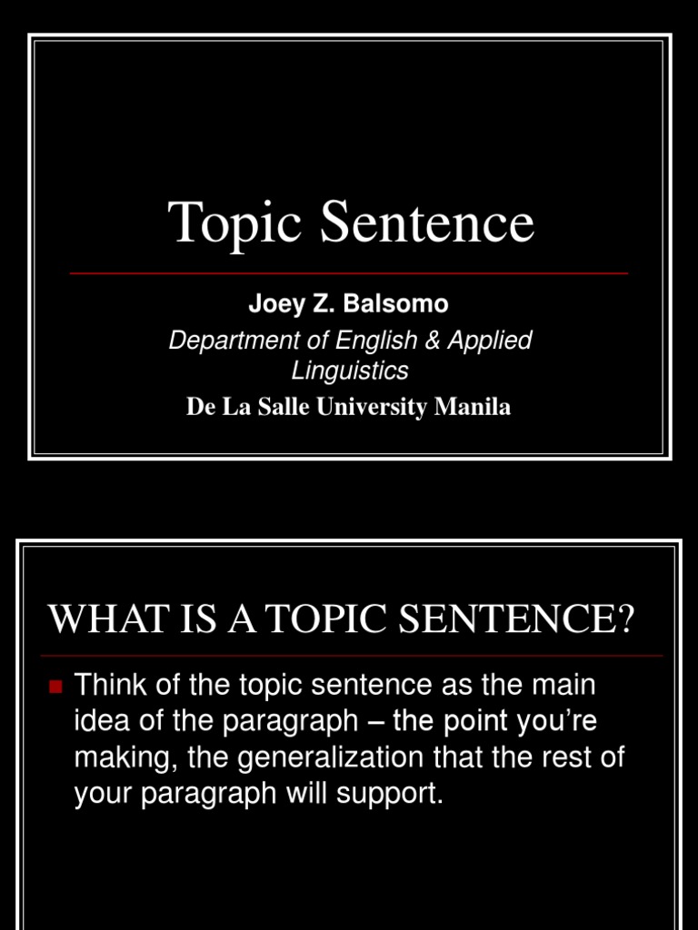 1 Topic Sentence | Opinion | Advertising