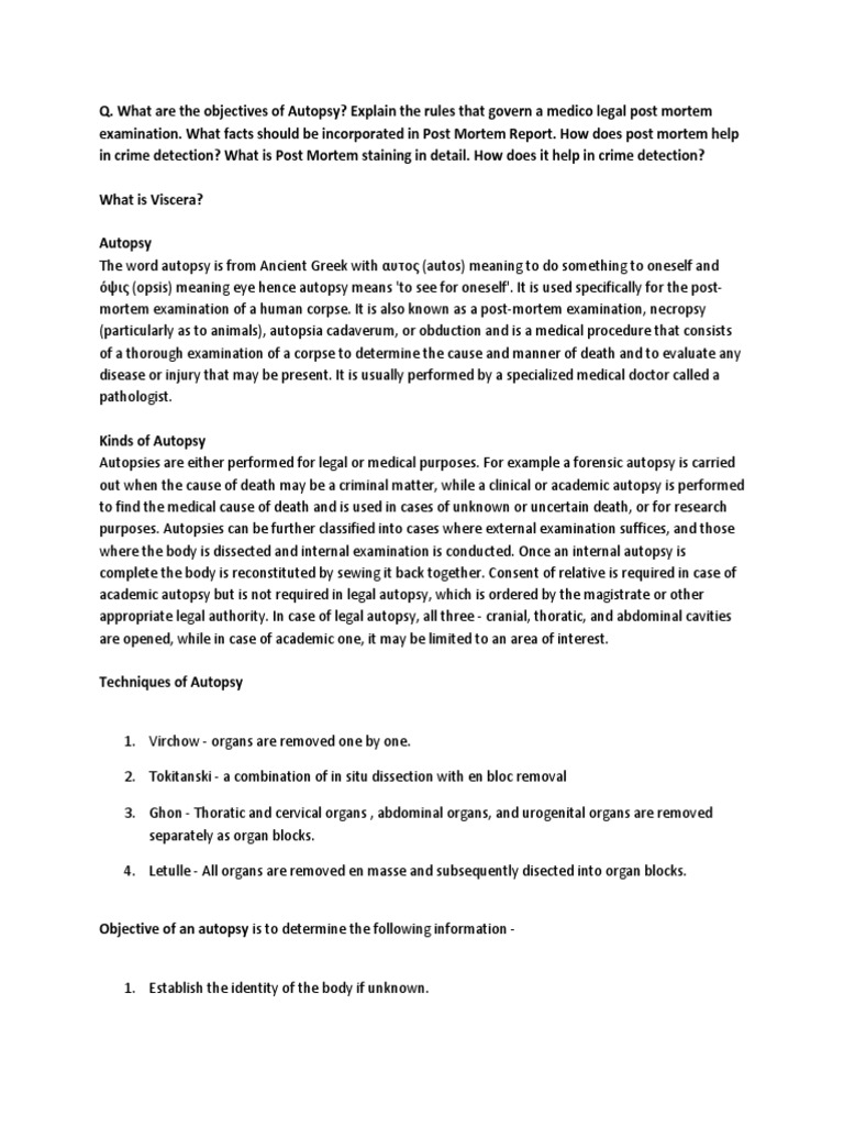 Post Mortem | PDF | Autopsy | Anatomy