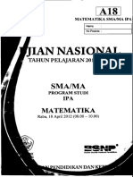 Naskah Soal UN Matematika IPA SMA 2012 Paket A18