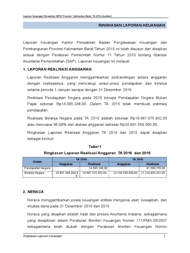 Contoh Soal Dan Jawaban Akuntansi Pemerintah Tentang Laporan Realisasi