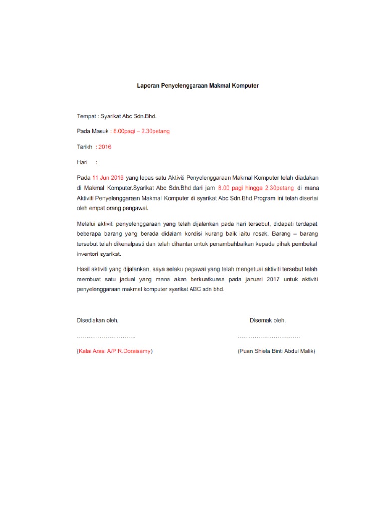 Laporan Penyelenggaraan  PDF