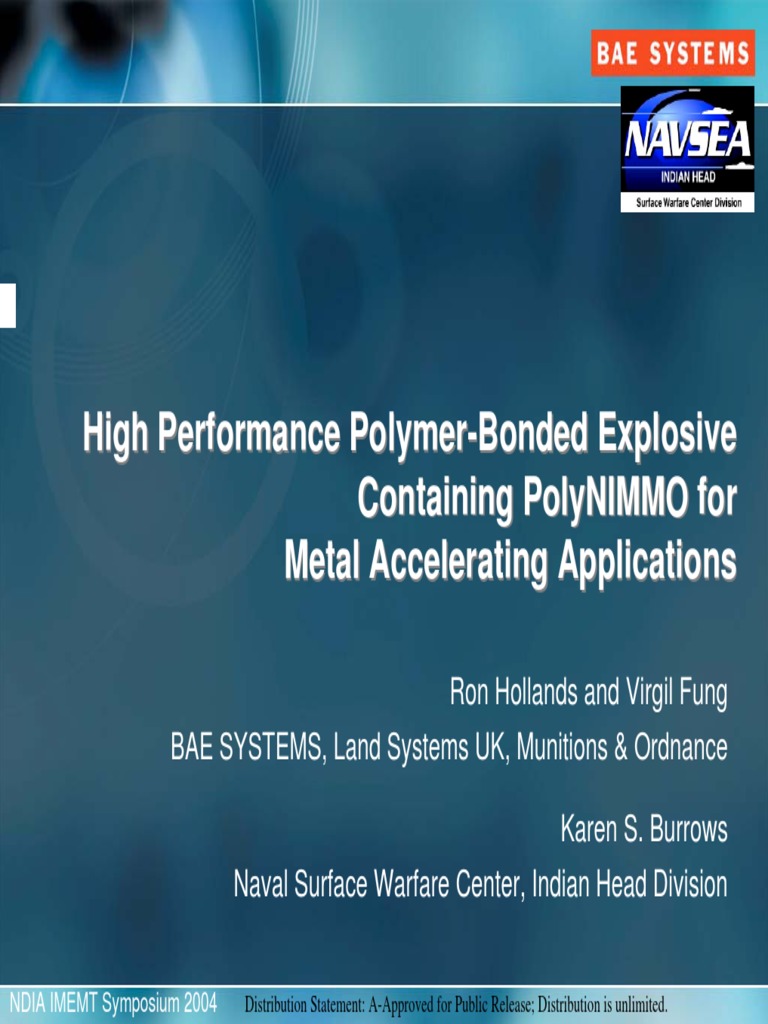 High Performance Polymer-Bonded Explosive Containing Polynimmo For ...