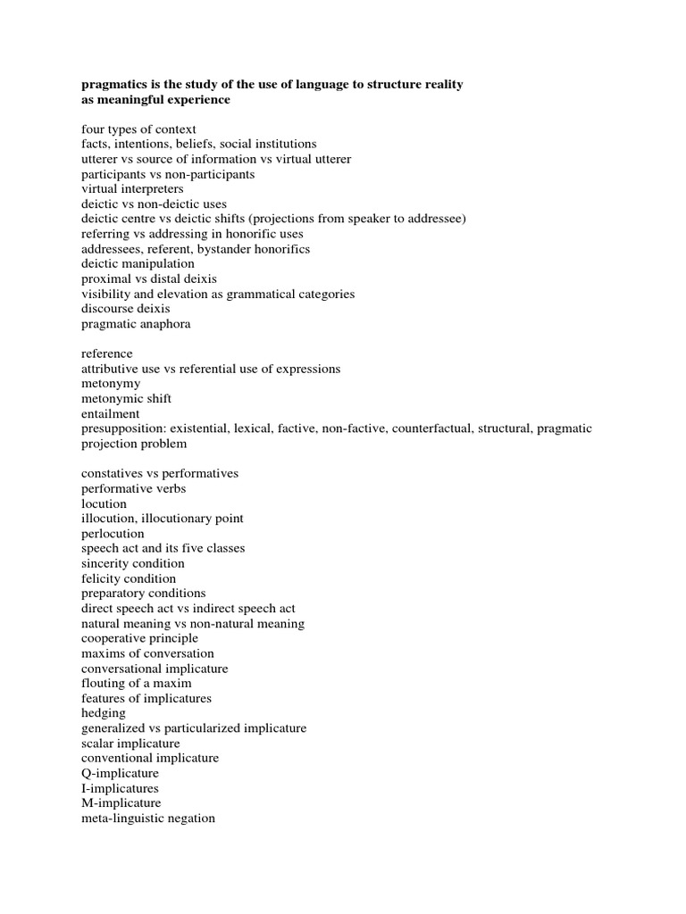 Pragmatic Terms | PDF | Career & Growth | Language Arts & Discipline