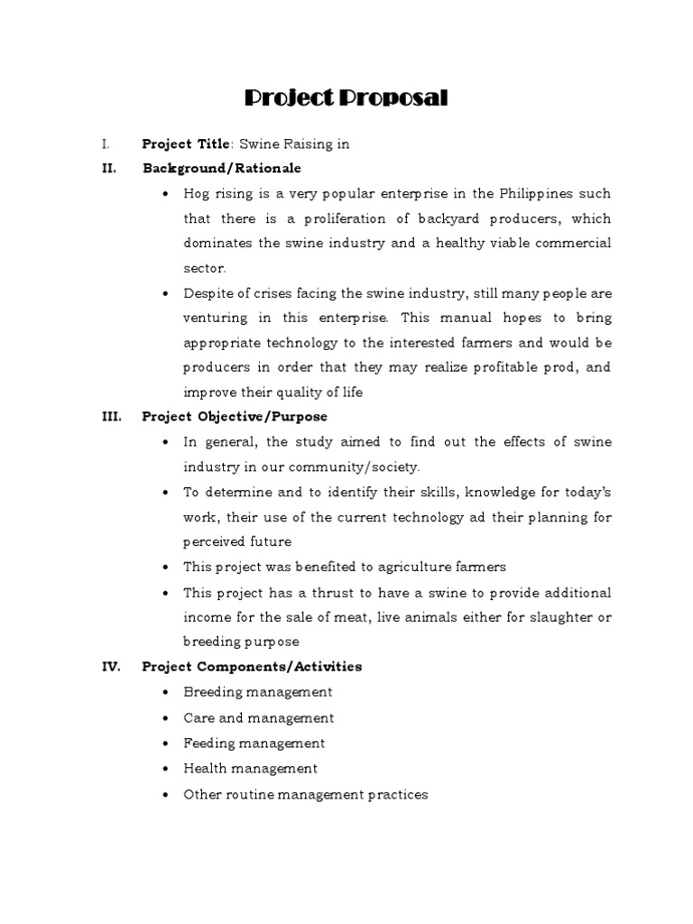 How To Write A Project Proposal For Piggery Pdf