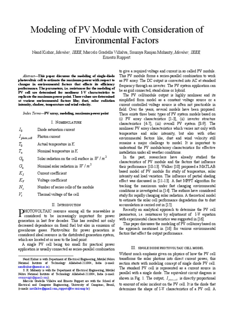 2010 - Modeling of PV Module With Consideration of Environmental ...