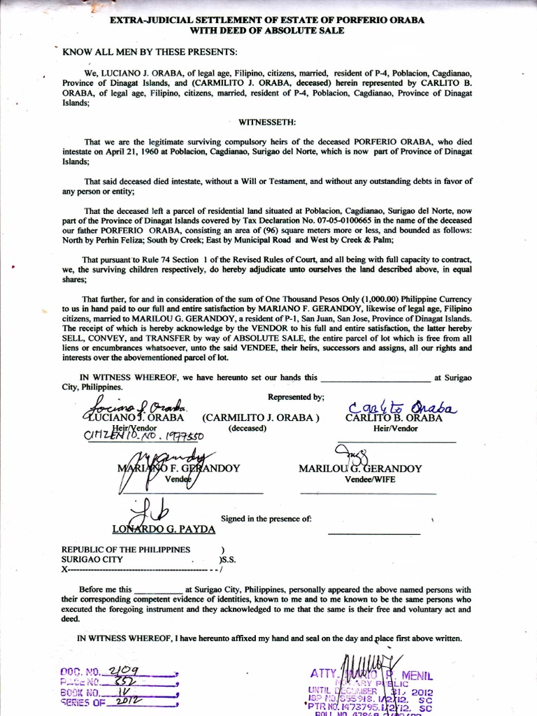 Extrajudicial With Deed of Sale | PDF | Natural Resources Law | Common Law
