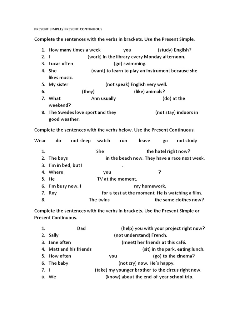 Present Simple Or Present Continuous