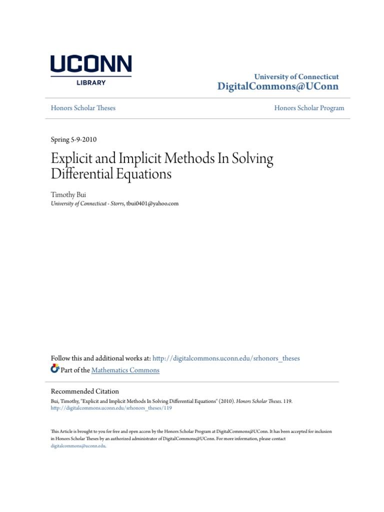 Explicit and Implicit Methods in Solving Differential Equations | PDF ...