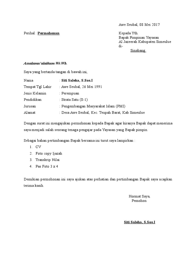 Surat Lamaran Bumdes