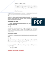 Test On Materials Selection, 30 May 2017: Remember, Select 2 of The 3 Problems!!