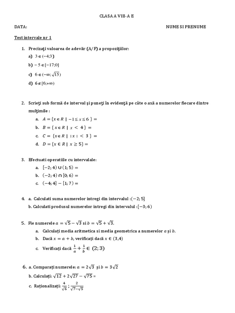 Test Intervale 8 | PDF
