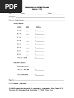 Cash and Check Receipt Form