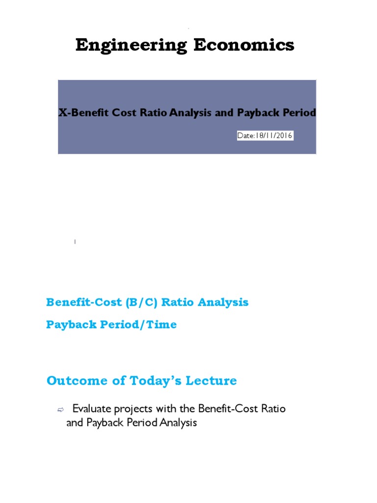 Benefit Cost Ratio Analysis and Payback Period PDF