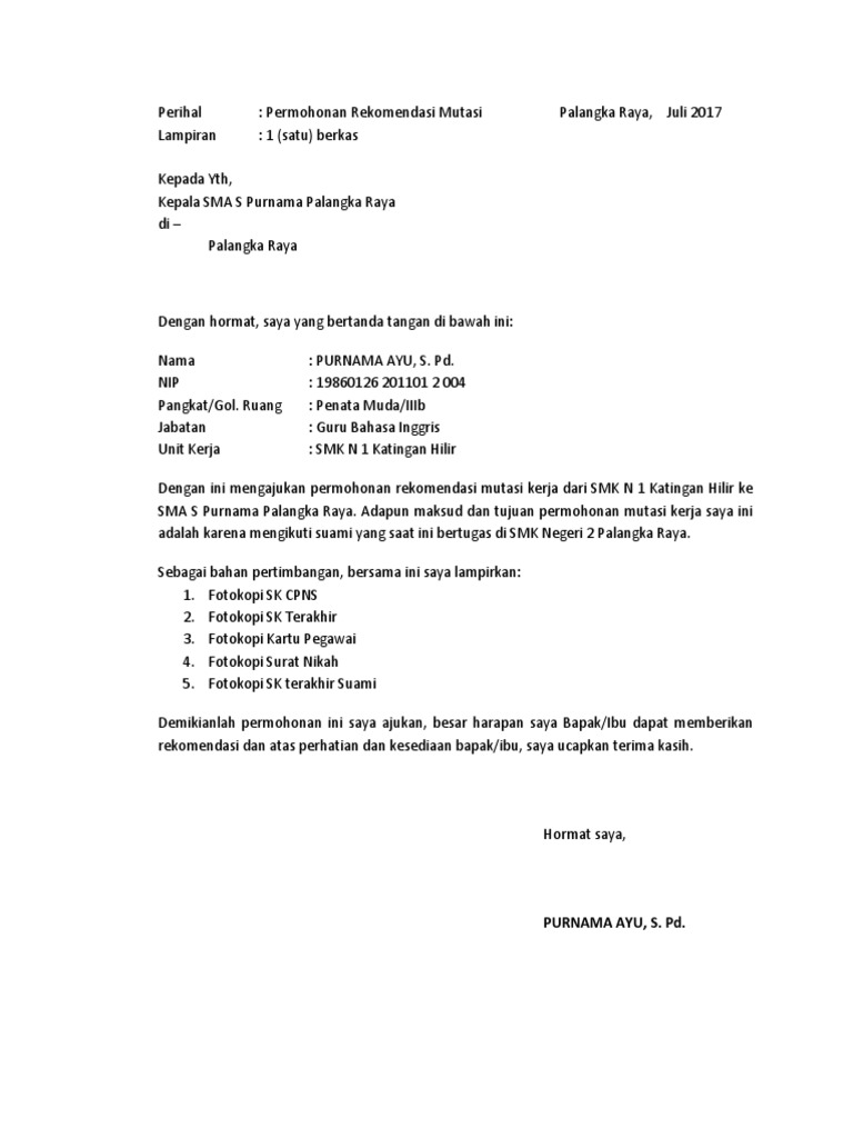 Contoh Surat Rasmi Kebenaran Suami Untuk Berpindah