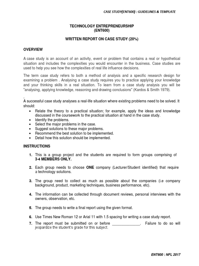 Ent22 - Case Study Guideline  PDF  Case Study  Scientific Method