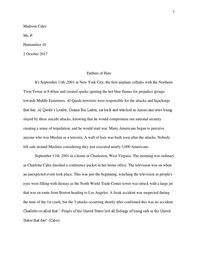 Sept 11th essay image
