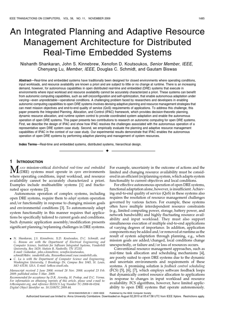 An Integrated Planning and Adaptive Resource Management Architecture ...