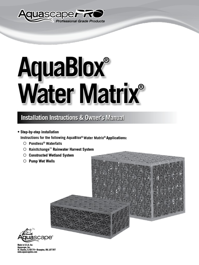 Aquablox Water Matrix Manual Drainage Basin Drainage