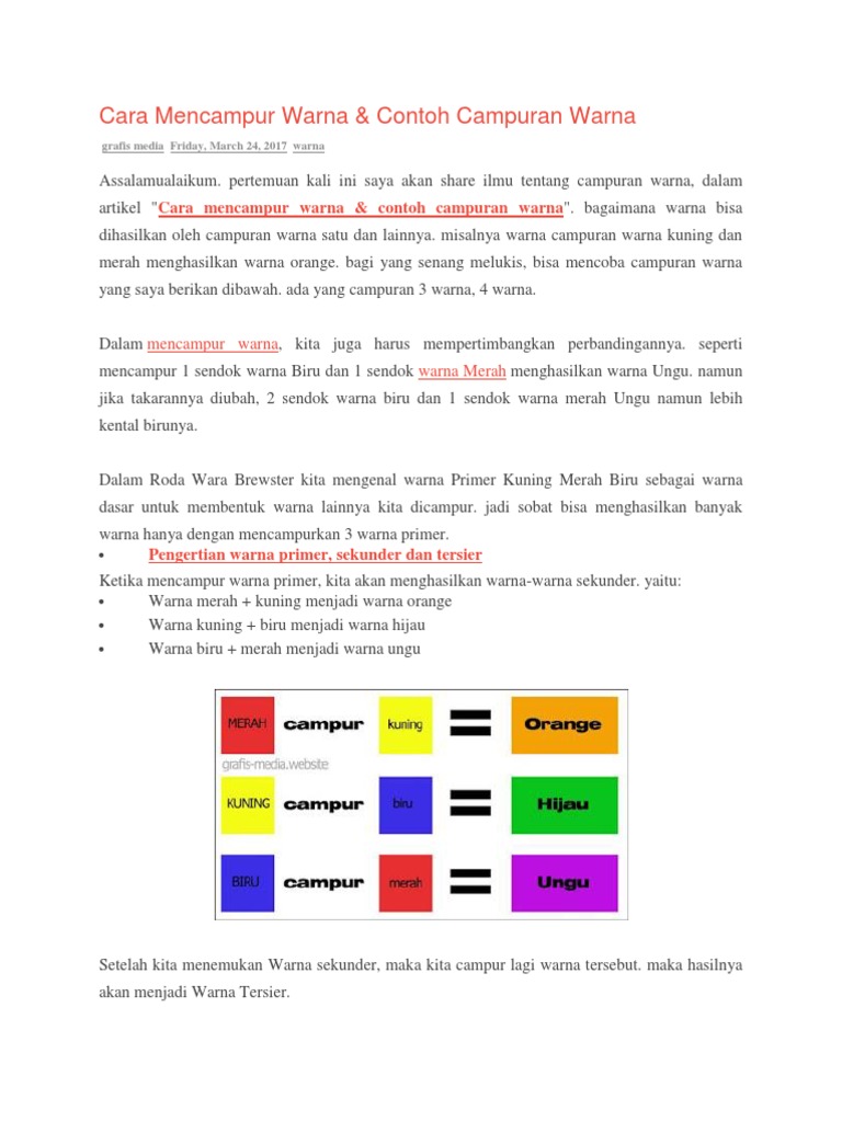 Cara Mencampur Warna Pdf