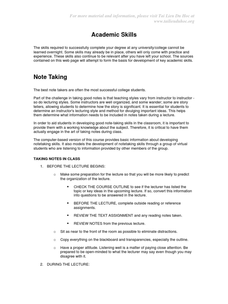 Essential Note-Taking Skills Guide | PDF | Stress (Biology) | Lecture