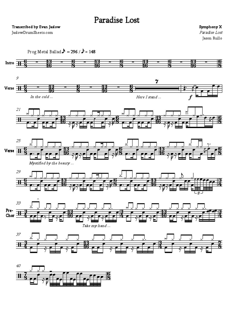 Symphony X - Paradise Lost | PDF | Drum Kit | Musical Instruments
