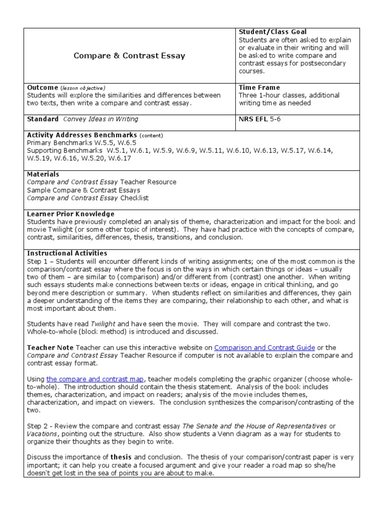 Free compare and contrast essay examples picture