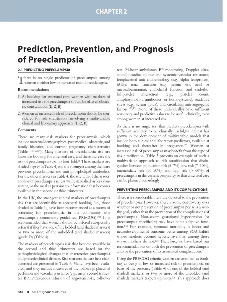 Prediction, Prevention, and Prognosis of Preeclampsia: Recommendations ...