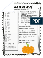 (Second Grade News) : October 30 - November 3