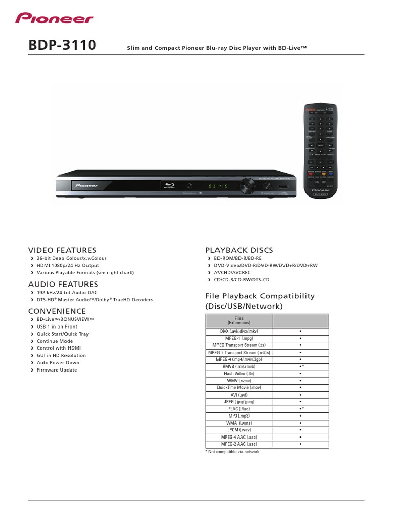 Pioneer Blu-rayプレーヤー BDP-3110-W Amazon.co.jp: Pioneer BDP-3110-W Blu-ray Disc Player, White