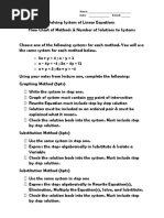 Directions For System of Linear Equations Graphic Organizer