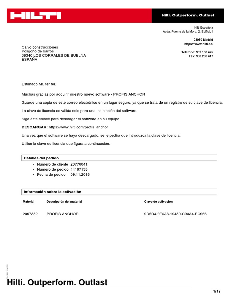 Hilti Software License Key(s) PDF Informática Software