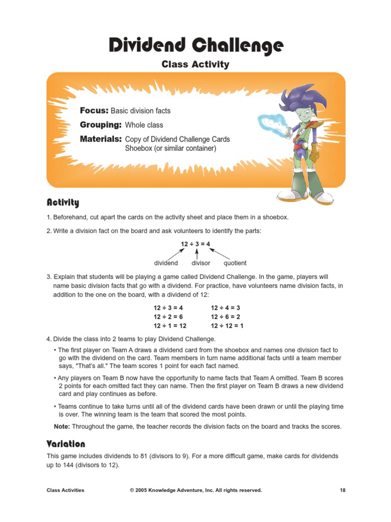 Dividend Challenge: Activity | PDF | Division (Mathematics) | Arithmetic