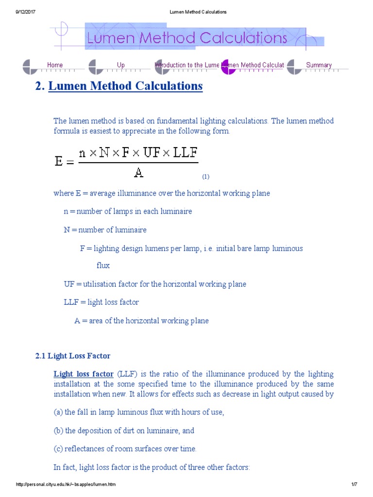 Lumen Method for Lighting Calculations | PDF | Lighting | Natural ...