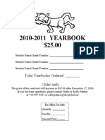 2010 Yearbook Order Form