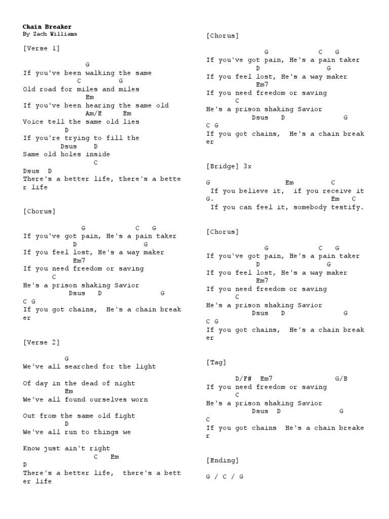 Chain Breaker Song Structure Songs