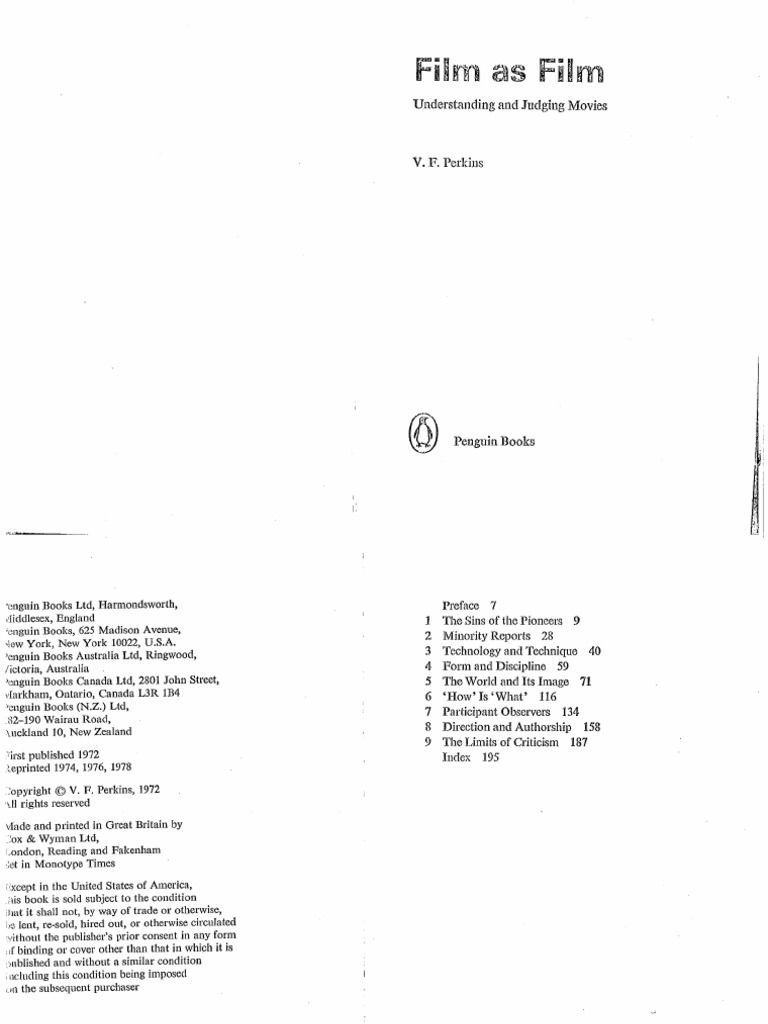 Film As Film By V F Victor Perkins