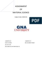 Assignment OF Material Science: Subject Code:-MASC101