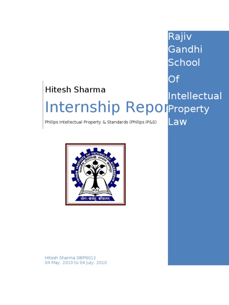 Cover Page Internship Report | PDF | Patent Application | Patent