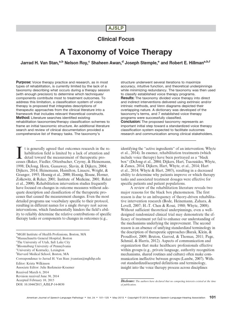 Taxonomy Voice Therapy PDF Taxonomy (Biology) Hierarchy