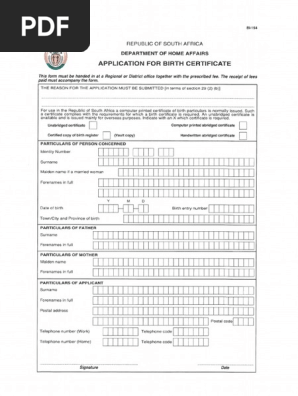 Image 1 for South African Birth Certificate Template