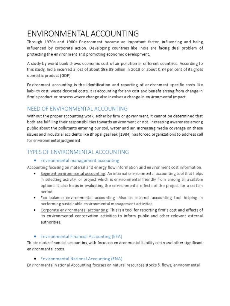 Environmental Accounting Overview | PDF | Environmental Protection ...