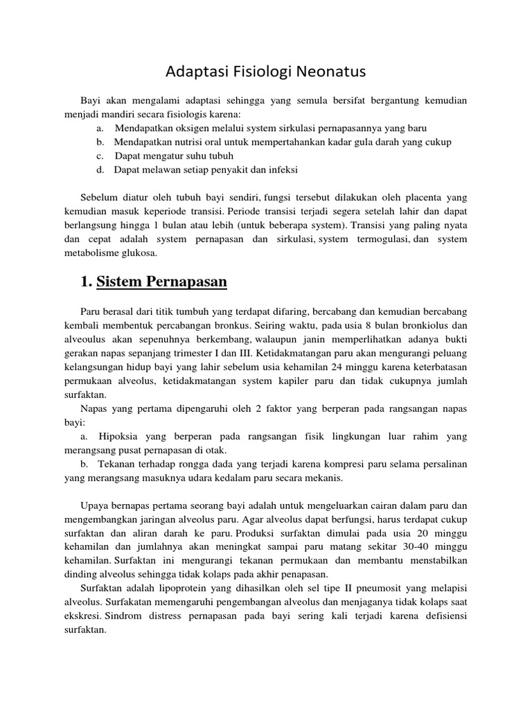 Adaptasi Fisiologi Neonatus