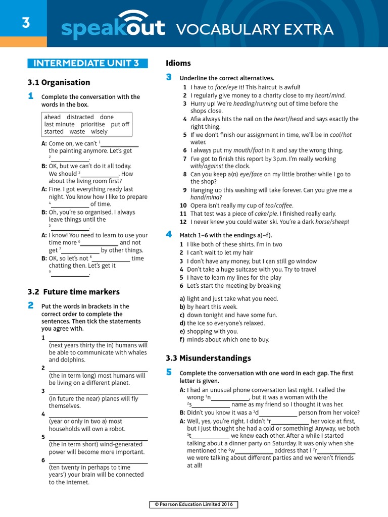 Speakout Vocabulary Extra Intermediate Unit 03 Split | PDF