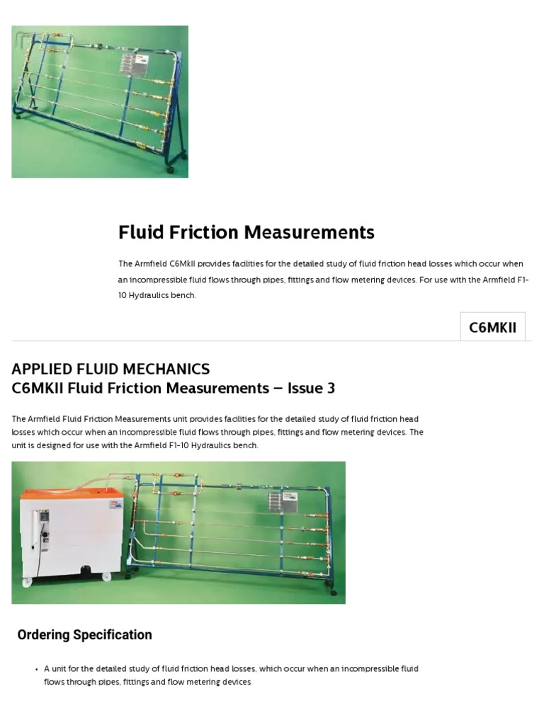 Fluid Friction Measurement System | PDF | Flow Measurement | Reynolds ...