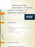 The Influence of The Implementation of CSR On Business Strategy: An Empirical Approach