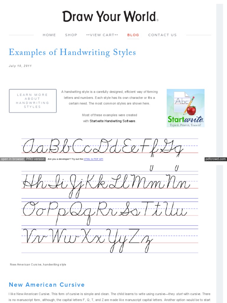 English Handwriting Styles