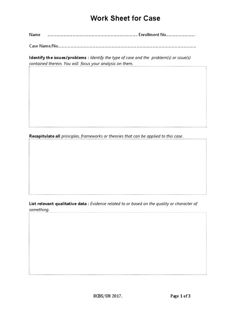 Case Analysis Worksheet Template | PDF
