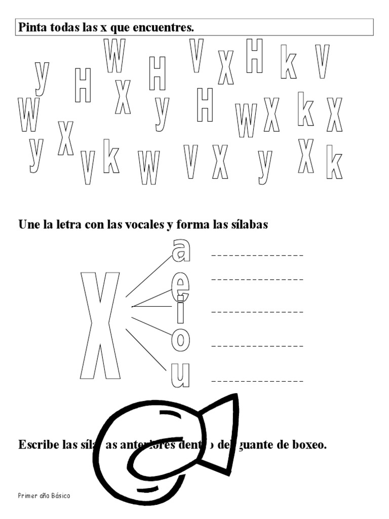 Hoja De Trabajo De La Letra X