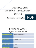 Syllabus Design & Materials Development (SDMD) : Formulating Learning Outcomes