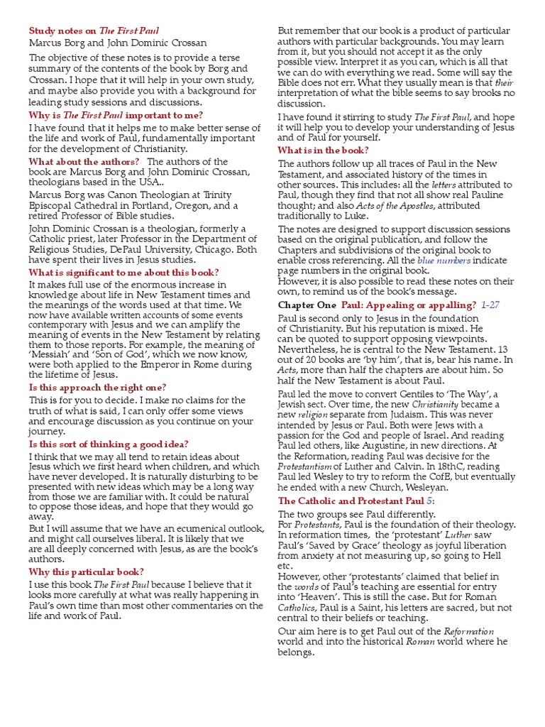 Study Notes On The First Paul | PDF | Epistle To Philemon | Paul The ...